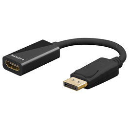 Goobay Cable Adaptador DisplayPort a HDMI 0.1m Negro, Macho a Hembra, Compatible con 4K/2K y 3D
