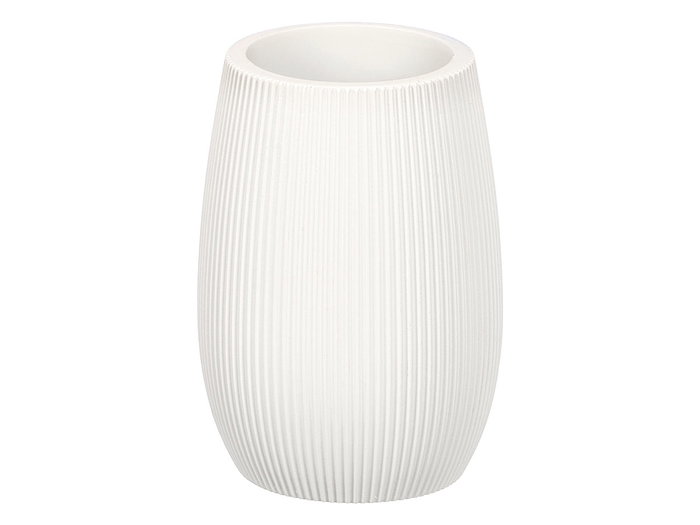 Berilo Vaso de poliresina blanco rayas para baño 8x11x8 cm (Set de 12)
