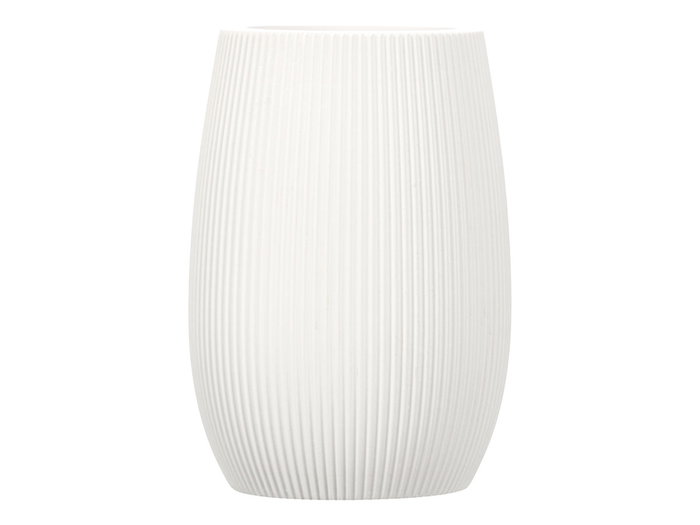 Berilo Vaso de poliresina blanco rayas para baño 8x11x8 cm (Set de 12)