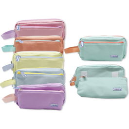 Lagart Portatodo Tacto Suave Pastel Doble con Asa, Colores Surtidos, Cremallera, 329272