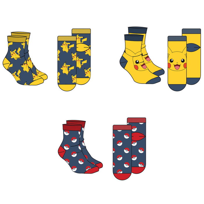 NINTENDO Set 3 calcetines Pokemon adulto surtido Talla 39-45