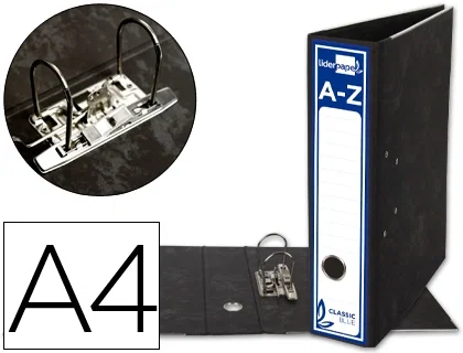 Liderpapel Archivador de Palanca A4 Classic Blue, Cartón Entrecolado, 80mm Lomo, Negro, Compresor Metálico Liderpapel Archivador de Palanca A4 Classic Blue, Cartón Entrecolado, 80mm Lomo, Negro, Compresor Metálico