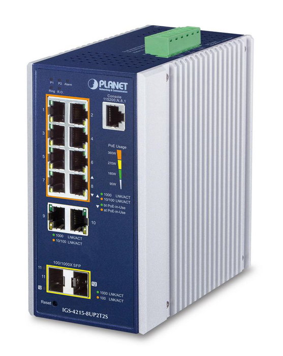 Planet IGS-4215-8UP2T2S Industrial 8-Port Managed Switch Planet IGS-4215-8UP2T2S Industrial 8-Port Managed Switch