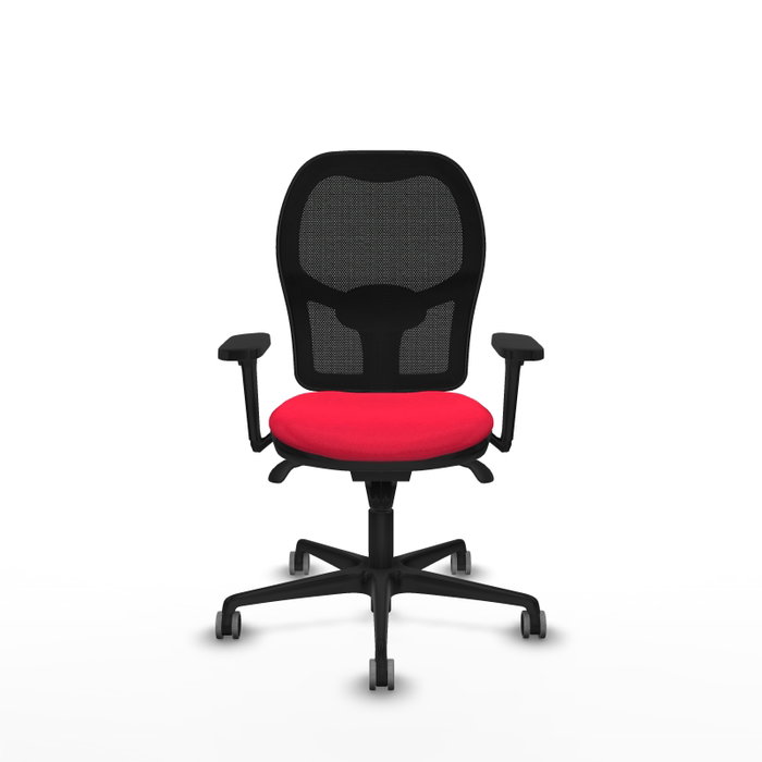 PIQUERAS Y CRESPO Silla de oficina Jorquera con mecanismo Sincro, tela roja y malla negra PIQUERAS Y CRESPO Silla de oficina Jorquera con mecanismo Sincro, tela roja y malla negra
