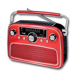 SAMI Radio multimedia de 3 bandas rojo con alimentación AC/bat/solar