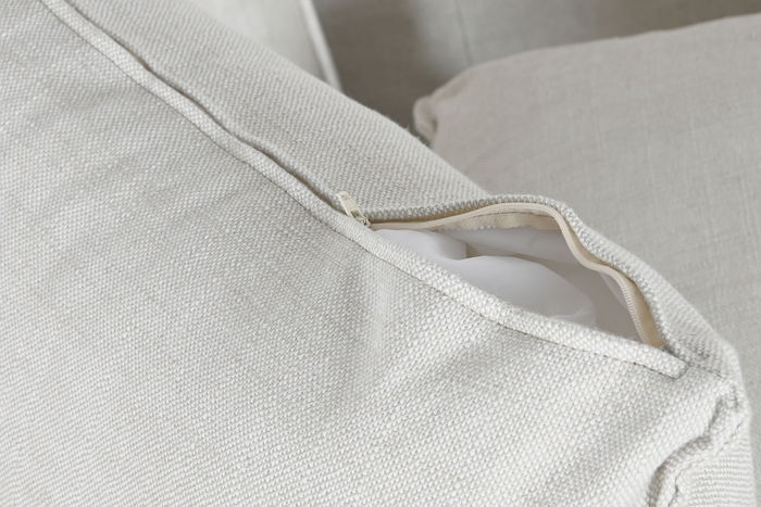 DKD Home Decor Sofá Beige 110 x 86 x 260 cm - Lino, 7 Cojines, Desenfundable