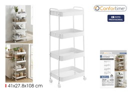 Confortime Carrito Auxiliar de 4 Niveles con Ruedas