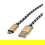 ROLINE 11.02.8819 Cable USB 2.0 Tipo A Macho a Micro-USB B Macho Reversible 0.8m Negro y Oro