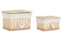 DKD Home Decor Set de 2 Cestas de Mimbre y Poliéster Natural