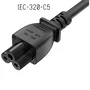 Generico Cable de Alimentación IEC-320-C5 (Conector Trébol) 1.8 m Negro, Compatible con HP, Acer, Dell, Sony, Lenovo, LG, Samsung, para Portátil, Monitor, TV
