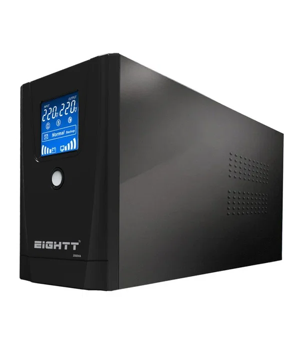 EIGHTT ES2000 Sistema de Alimentación Ininterrumpida UPS Standby (Offline) 2 kVA, 110V/240V, Seno, Mini Torre Negro, Batería 12V 7Ah