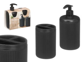 BERILO Set Dispensador y Vaso Rayas Negro