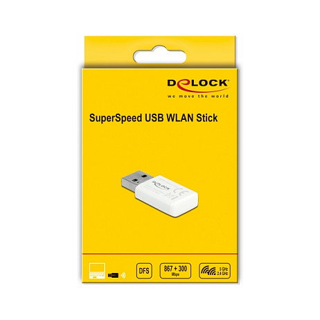 DeLOCK Micro Stick WLAN Doble Banda USB 3.0 867 + 300 Mbps Blanco