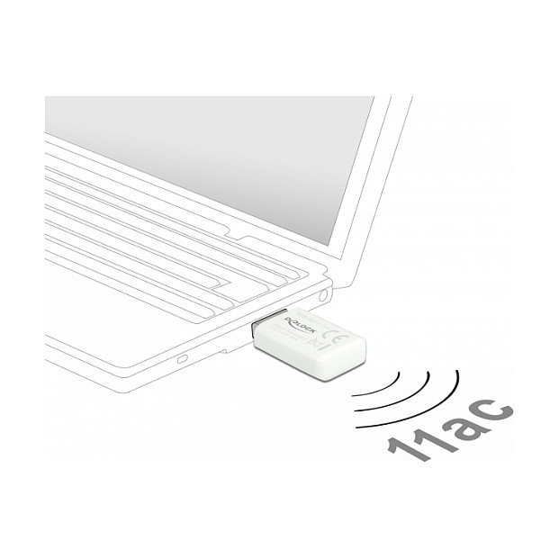 DeLOCK Micro Stick WLAN Doble Banda USB 3.0 867 + 300 Mbps Blanco