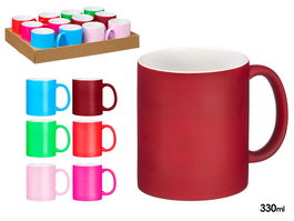 Vessia Taza Neon Surtida 6 Colores Cerámica 330ml 8.2 x 9.7 x 12 cm Apta Lavavajillas y Microondas (Set de 24)