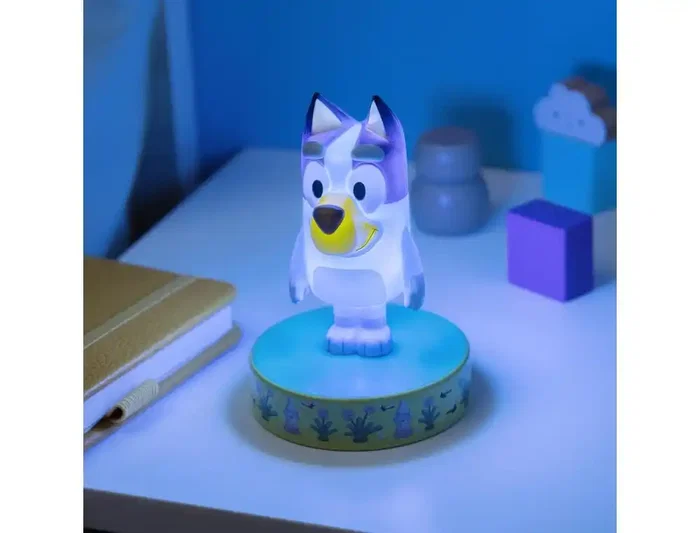 Wondee Lampara Bluey Icon Light - Lampara Nocturna 3D LED con Forma de Bluey, 11 cm de Altura, Incluye Embalaje para Colorear, 2 Pilas AAA