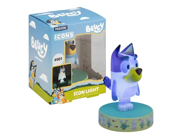 Wondee Lampara Bluey Icon Light - Lampara Nocturna 3D LED con Forma de Bluey, 11 cm de Altura, Incluye Embalaje para Colorear, 2 Pilas AAA