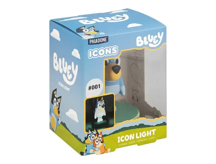 Wondee Lampara Bluey Icon Light - Lampara Nocturna 3D LED con Forma de Bluey, 11 cm de Altura, Incluye Embalaje para Colorear, 2 Pilas AAA