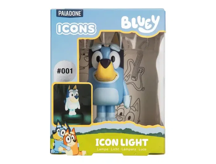Wondee Lampara Bluey Icon Light - Lampara Nocturna 3D LED con Forma de Bluey, 11 cm de Altura, Incluye Embalaje para Colorear, 2 Pilas AAA