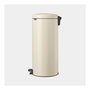 Brabantia Treteimer Newicon 30 L, Cubo de Basura con Pedal, Redondo, Beige, 29.3 cm de Diámetro, Capacidad 30 Litros