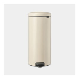 Brabantia Treteimer Newicon 30 L, Cubo de Basura con Pedal, Redondo, Beige, 29.3 cm de Diámetro, Capacidad 30 Litros