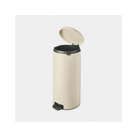 Brabantia Treteimer Newicon 30 L, Cubo de Basura con Pedal, Redondo, Beige, 29.3 cm de Diámetro, Capacidad 30 Litros