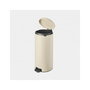 Brabantia Treteimer Newicon 30 L, Cubo de Basura con Pedal, Redondo, Beige, 29.3 cm de Diámetro, Capacidad 30 Litros