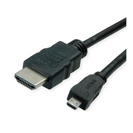 ROLINE Cable HDMI High Speed de HDMI estándar a Micro HDMI, 2 m, Negro