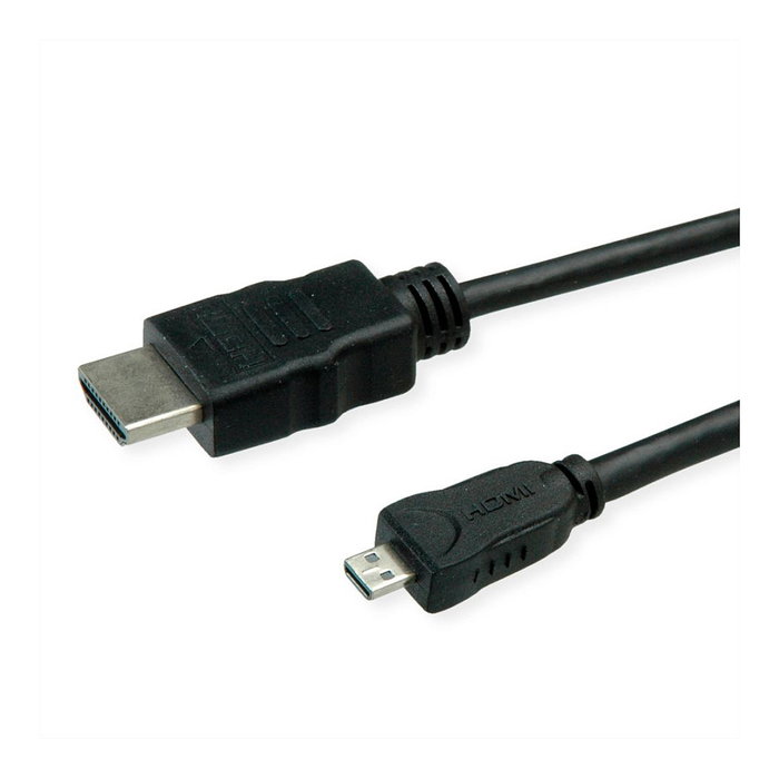 ROLINE Cable HDMI de Alta Velocidad de HDMI Estándar a Micro HDMI, 2 m, Negro