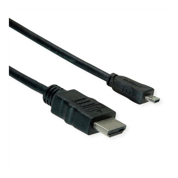 ROLINE Cable HDMI High Speed de HDMI estándar a Micro HDMI, 2 m, Negro