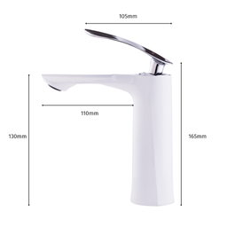 GreenIce Grifo de Lavabo Monomando Blanco con Caño Bajo