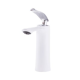 Grifo de lavabo monomando blanco con caño bajo