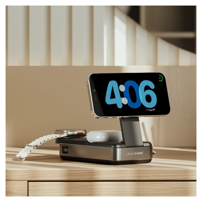 Alogic Roam Powerbank 21000 mAh 6-in-1 con Carga Inalámbrica Qi2, 100W USB-C y Pantalla, Negro Alogic Roam Powerbank 21000 mAh 6-in-1 con Carga Inalámbrica Qi2, 100W USB-C y Pantalla, Negro