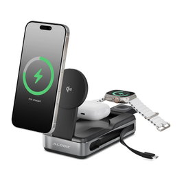 Alogic Roam Powerbank 21000 mAh 6-in-1 con Carga Inalámbrica Qi2, 100W USB-C y Pantalla, Negro