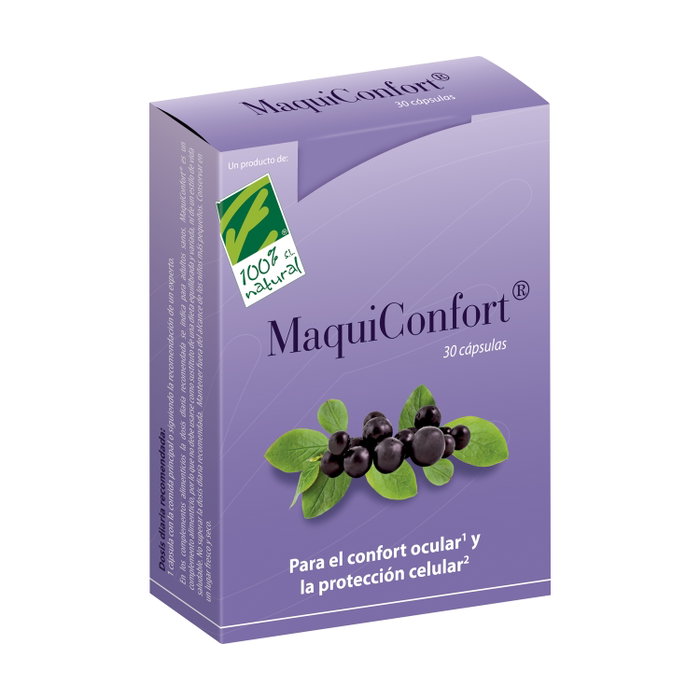 100% Natural MaquiConfort 30 cápsulas vegetales - Complemento alimenticio con maqui, vitaminas B2 y C y cromo 100% Natural MaquiConfort 30 cápsulas vegetales - Complemento alimenticio con maqui, vitaminas B2 y C y cromo