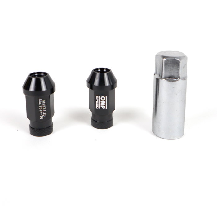 Omp Speed Juego de 20 Tuercas de Aluminio M12x1.25 Llave 19mm Negro