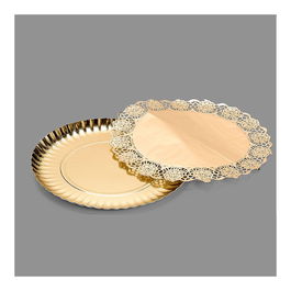 Best Products Bandeja Redonda con Blonda Oro Ø23 cm Cartón