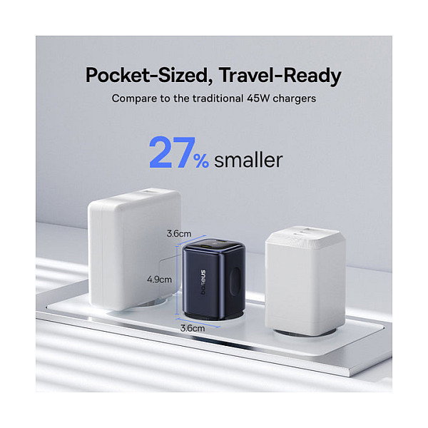 Baseus PicoGo AN13 Fast Charger 45W 2x USB-C Negro Baseus PicoGo AN13 Fast Charger 45W 2x USB-C Negro