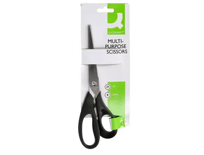 Q-connect Tijeras Oficina Inoxidable 8/ 20 cm en Blister Mango Plástico Negro