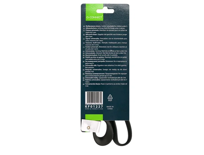 Q-connect Tijeras Oficina Inoxidable 8/ 20 cm en Blister Mango Plástico Negro