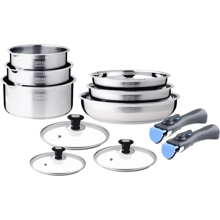 Arthur Martin Juego de utensilios de cocina 11 piezas - Acero inoxidable 18/10 - Apto inducción - Libre de PFOA/PFAS - ART3508510103220 Arthur Martin Juego de utensilios de cocina 11 piezas - Acero inoxidable 18/10 - Apto inducción - Libre de PFOA/PFAS - ART3508510103220