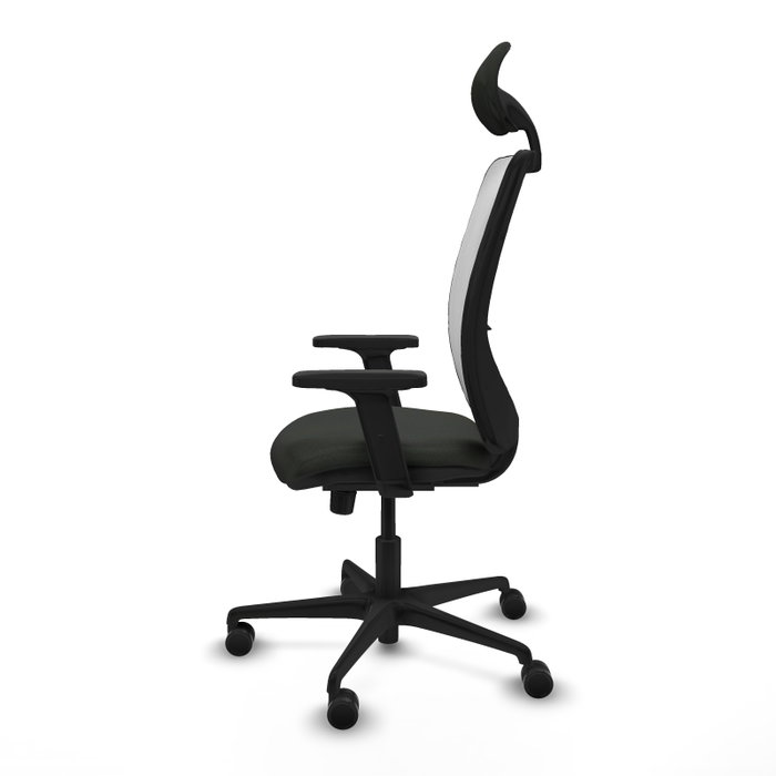 Silla de oficina Zulema con mecanismo Sincro tapizada con Tela color Negro y malla color Blanco. Equipada con lumbar 1D, Brazos 2D, Cabecero Fijo y Ruedas 65mm nailon Silla de oficina Zulema con mecanismo Sincro tapizada con Tela color Negro y malla color Blanco. Equipada con lumbar 1D, Brazos 2D, Cabecero Fijo y Ruedas 65mm nailon