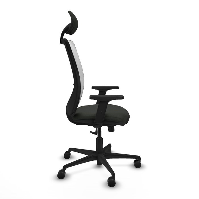 Silla de oficina Zulema con mecanismo Sincro tapizada con Tela color Negro y malla color Blanco. Equipada con lumbar 1D, Brazos 2D, Cabecero Fijo y Ruedas 65mm nailon Silla de oficina Zulema con mecanismo Sincro tapizada con Tela color Negro y malla color Blanco. Equipada con lumbar 1D, Brazos 2D, Cabecero Fijo y Ruedas 65mm nailon