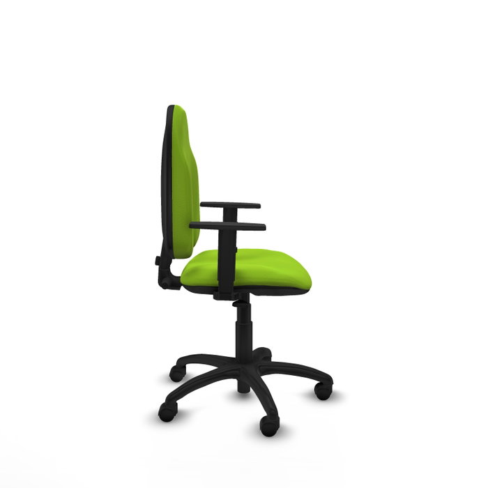 Silla de oficina Algarra con mecanismo Contacto permanente básico tapizada con Similpiel color Pistacho. Equipada con Base poliamida negra, Brazos 1D y Ruedas de nailon 50 mm Silla de oficina Algarra con mecanismo Contacto permanente básico tapizada con Similpiel color Pistacho. Equipada con Base poliamida negra, Brazos 1D y Ruedas de nailon 50 mm