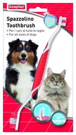 Beaphar Cepillo Dental para Perros y Gatos de Doble Cabezal para Limpieza Profunda