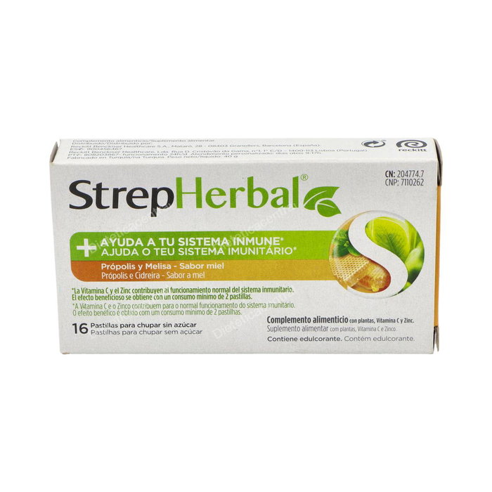 Strepherbal Propolis Melisa Sabor Miel 16 Pastillas para Chupar