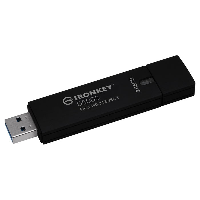 Kingston IronKey D500S 256GB USB 3.2 Gen 1 Lápiz de Memoria Cifrado Hardware AES-256 FIPS 140-3 Nivel 3 IP67 Resistente al Agua