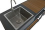 DKD Home Decor Juego de 4 Piezas Isla Cocina con 2 Taburetes, Terraza y Jardín, Gris Natural, Polyaluminio, 100x95x254 cm