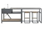 DKD Home Decor Juego de 4 Piezas Isla Cocina con 2 Taburetes, Terraza y Jardín, Gris Natural, Polyaluminio, 100x95x254 cm