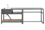 DKD Home Decor Juego de 4 Piezas Isla Cocina con 2 Taburetes, Terraza y Jardín, Gris Natural, Polyaluminio, 100x95x254 cm